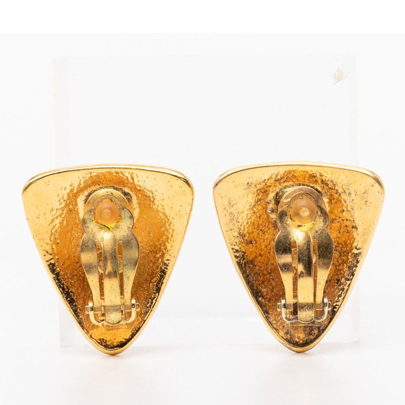 Chanel CC Logo Triangle Motif Earrings Gold Plated — view 2