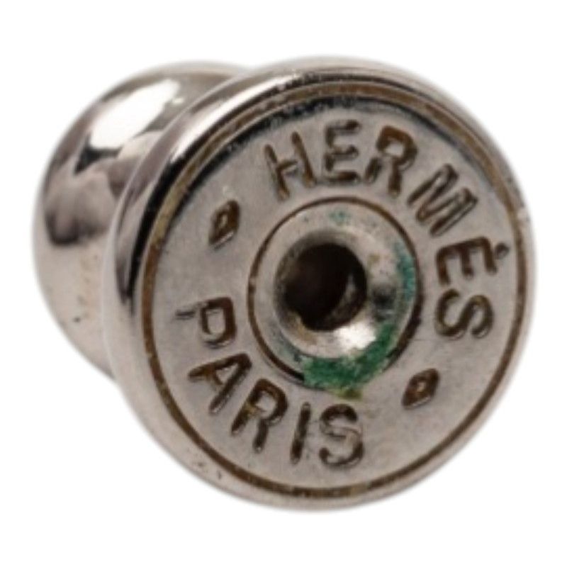 Hermes Elitage Equestre Etrier PM Earrings Silver Brown Metal Leather — view 3