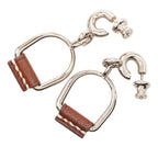 Hermes Elitage Equestre Etrier PM Earrings Silver Brown Metal Leather — view 2