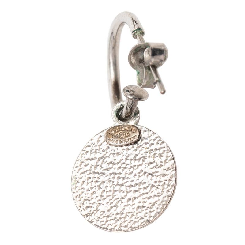 Chanel CC Logo Earrings Silver Metal — view 3