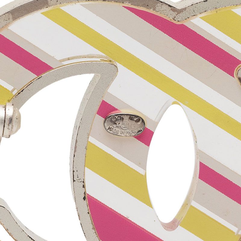 Chanel CC Logo Brooch 06c Silver Yellow Pink Metal — view 3
