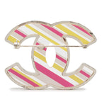 Chanel CC Logo Brooch 06c Silver Yellow Pink Metal — view 2