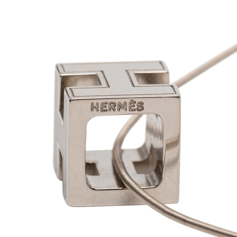Hermes Cage de Ash Cube Necklace Silver Purple Metal Enamel — view 5