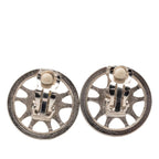 Chanel CC Logo Round Earrings Silver Metal — view 2