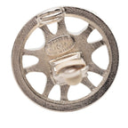 Chanel CC Logo Round Earrings Silver Metal — view 3