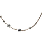 Chanel CC Logo Star Long Necklace Silver Metal Faux Pearl — view 2