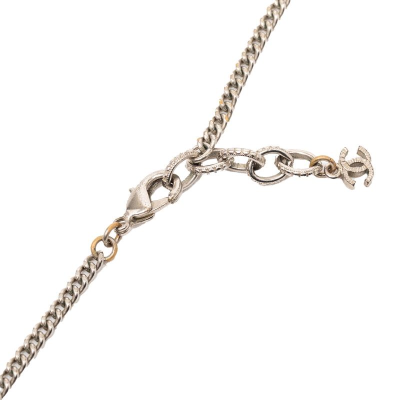 Chanel CC Logo Star Long Necklace Silver Metal Faux Pearl — view 3