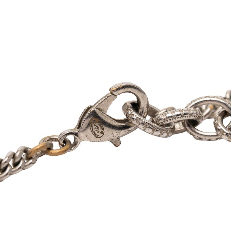 Chanel CC Logo Star Long Necklace Silver Metal Faux Pearl — view 5