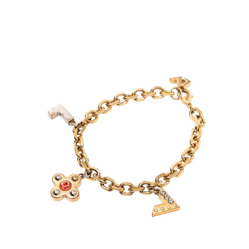 Louis Vuitton Love Letters Bracelet Gold Red Plated Rhinestone — view 2