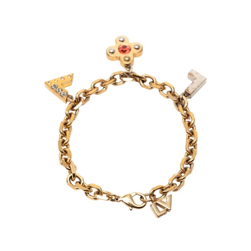Louis Vuitton Love Letters Bracelet Gold Red Plated Rhinestone — view 3
