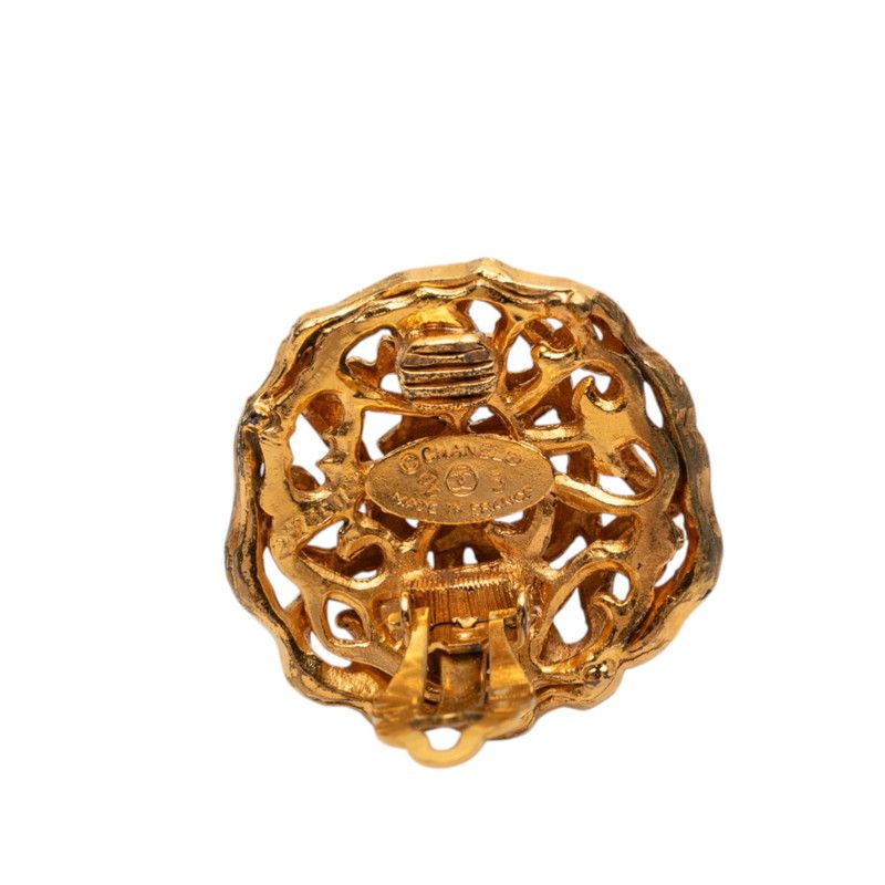 Chanel CC Logo Vintage Earrings Gold Plated — view 3
