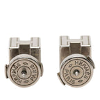 Hermes Cage de Ash Cube Earrings Silver Beige Metal Enamel — view 2