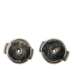 Hermes Cage de Ash Cube Earrings Silver Beige Metal Enamel — view 4