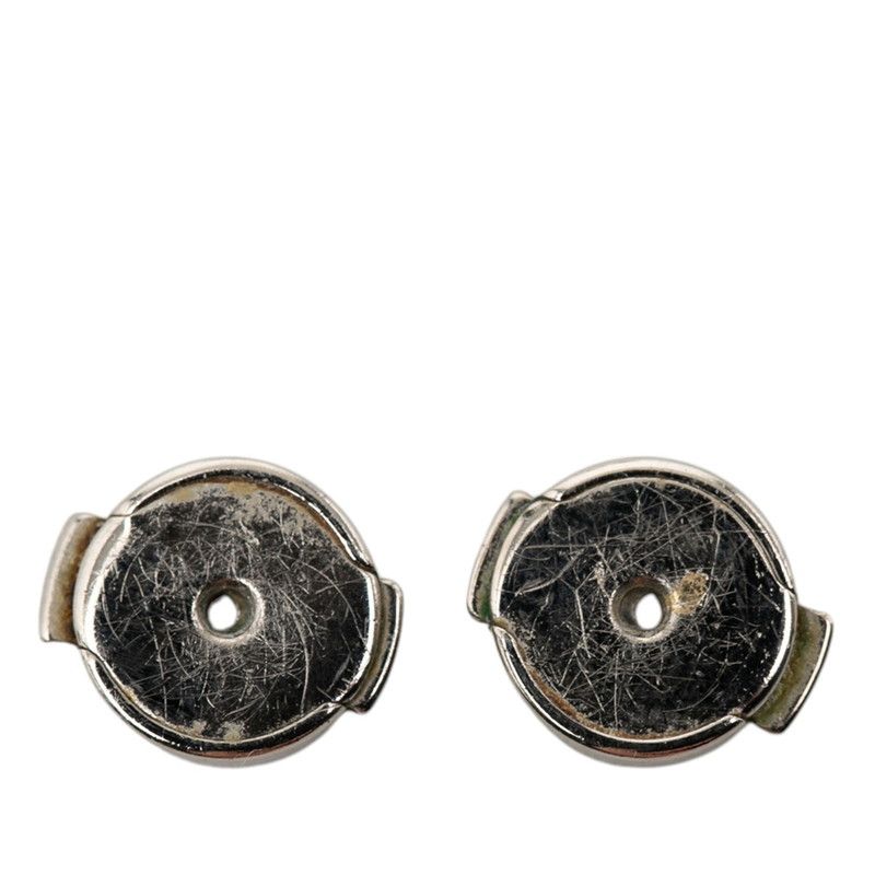 Hermes Cage de Ash Cube Earrings Silver Beige Metal Enamel — view 4