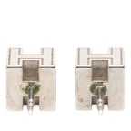 Hermes Cage de Ash Cube Earrings Silver Beige Metal Enamel — view 3