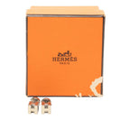 Hermes Cage de Ash Cube Earrings Silver Beige Metal Enamel — view 6