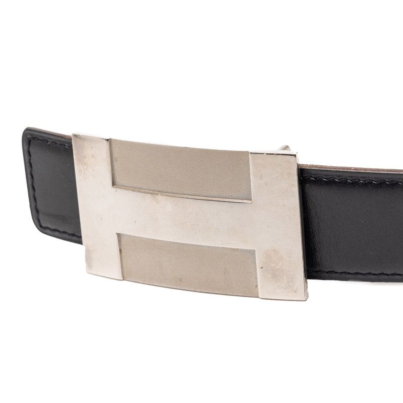 Hermes Plate Belt Black Leather — view 4