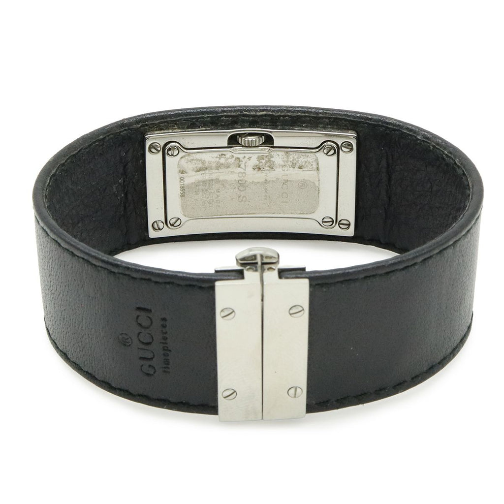 Gucci Black Dial SS Leather Quartz Watch — view 6