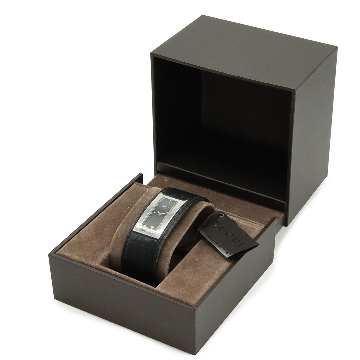 Gucci Black Dial SS Leather Quartz Watch — view 9