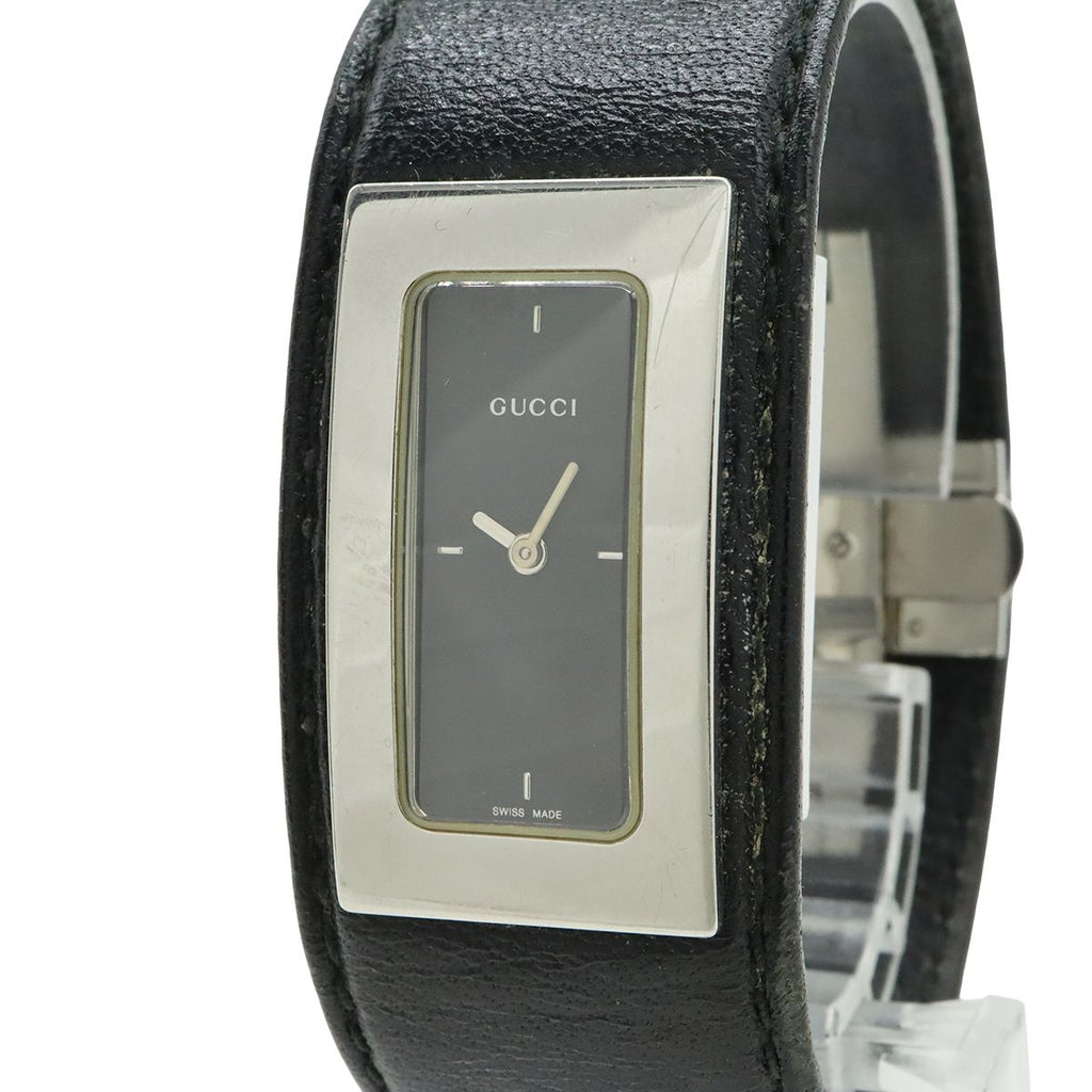 Gucci Black Dial SS Leather Quartz Watch — view 4
