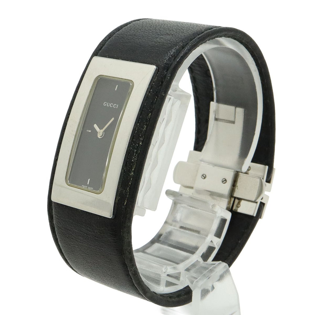 Gucci Black Dial SS Leather Quartz Watch — view 2