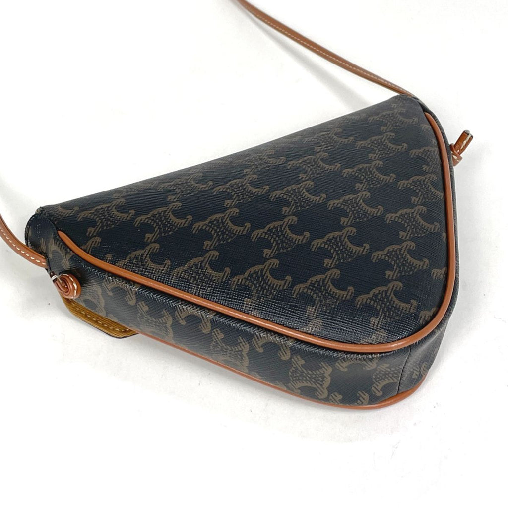 Celine Triomphe Shoulder Bag Triangle Black Brown — view 2