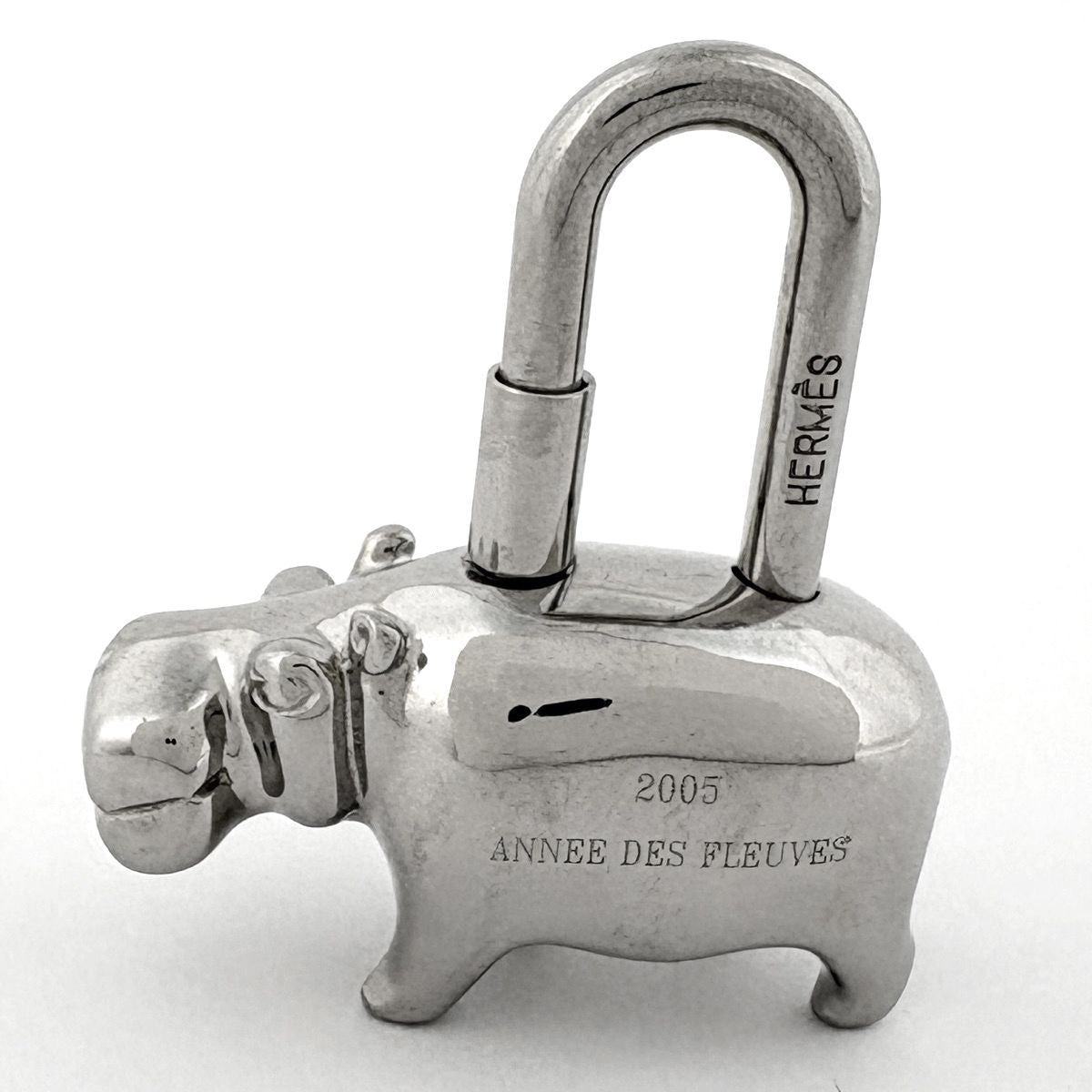 Hermes Cadena Hippopotamus Bag Charm Metal Silver — view 2