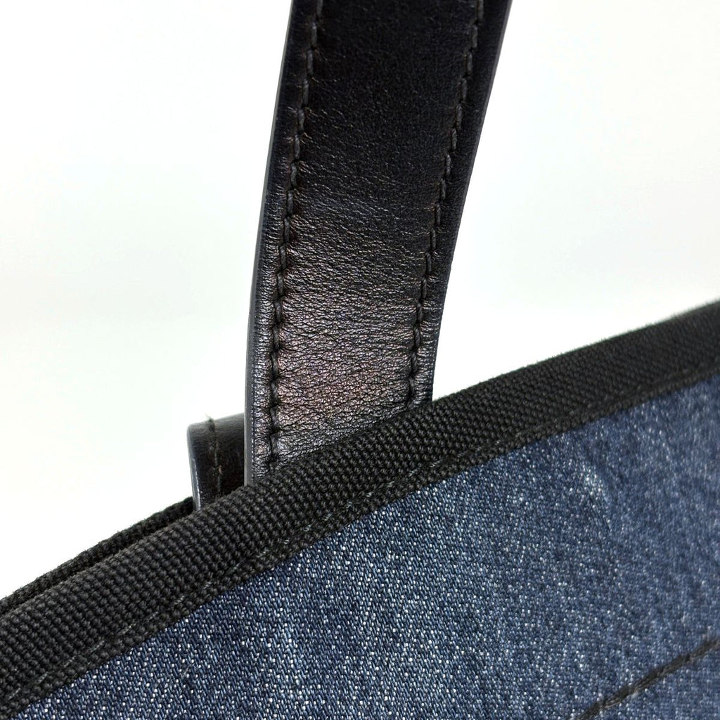 Prada Logo Tote Denim Navy — view 4