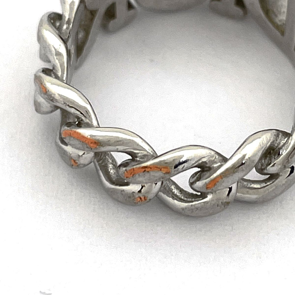 Dior Logo Rhinestone Ring Silver Plated — view 5
