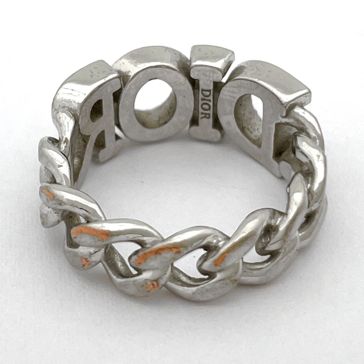 Dior Logo Rhinestone Ring Silver Plated — view 4