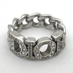 Dior Logo Rhinestone Ring Silver Plated — view 2