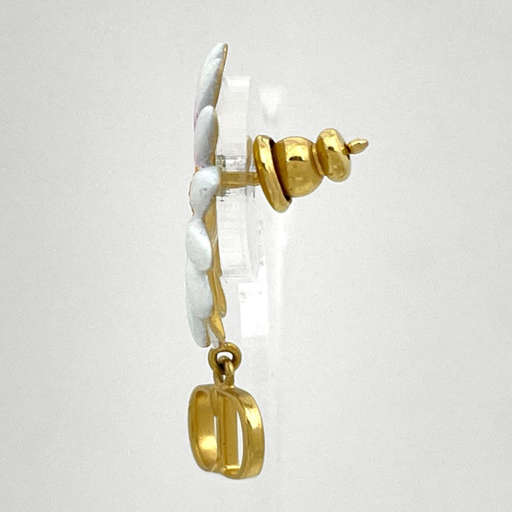 Dior Logo Earrings Gold Plated White Pink — view 2