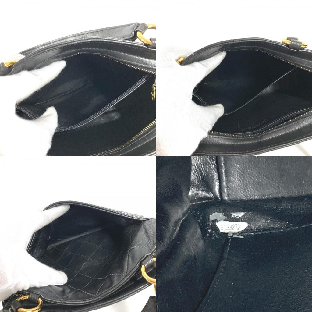 Chanel Handbag Logo Quilted Leather Black — view 9