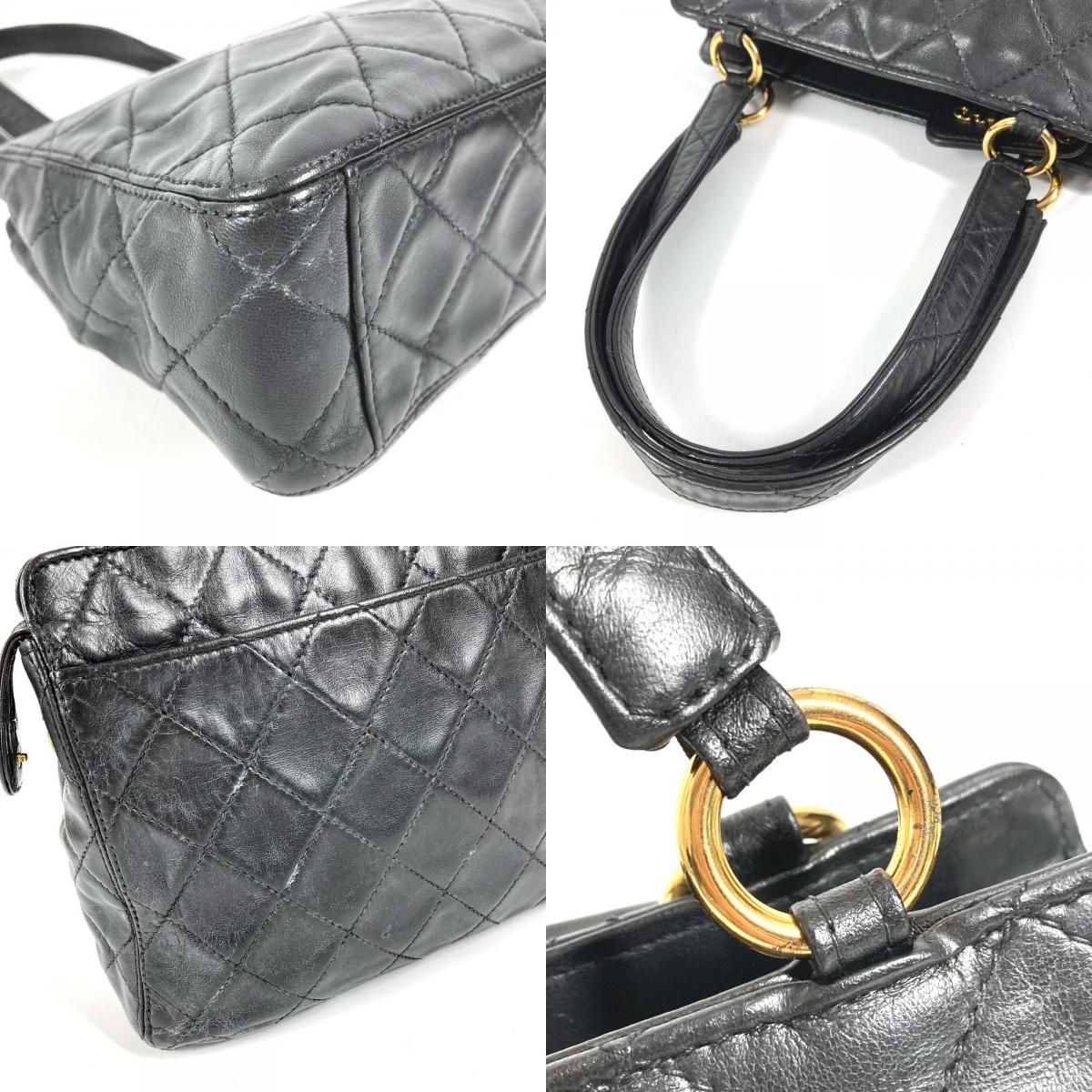 Chanel Handbag Logo Quilted Leather Black — view 7