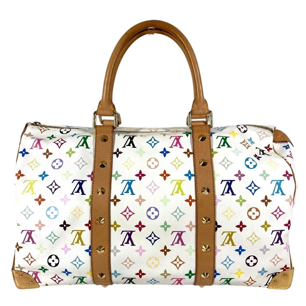 Louis Vuitton Boston Bag Keepall 45 Monogram Multicolor Canvas Blanc White — view 2