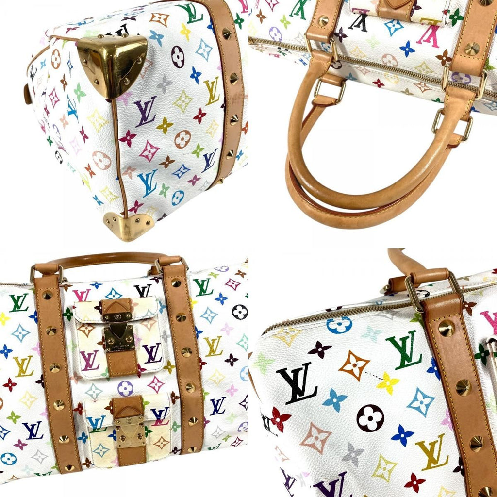 Louis Vuitton Boston Bag Keepall 45 Monogram Multicolor Canvas Blanc White — view 7