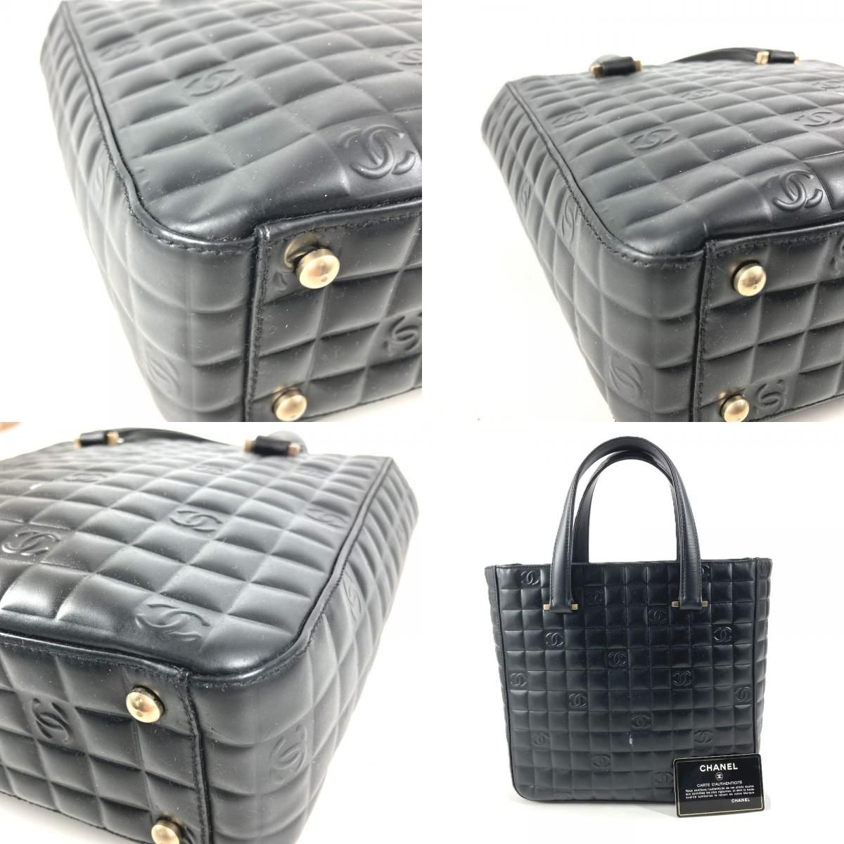 Chanel Handbag Logo CC Choco Bar Leather Black — view 9