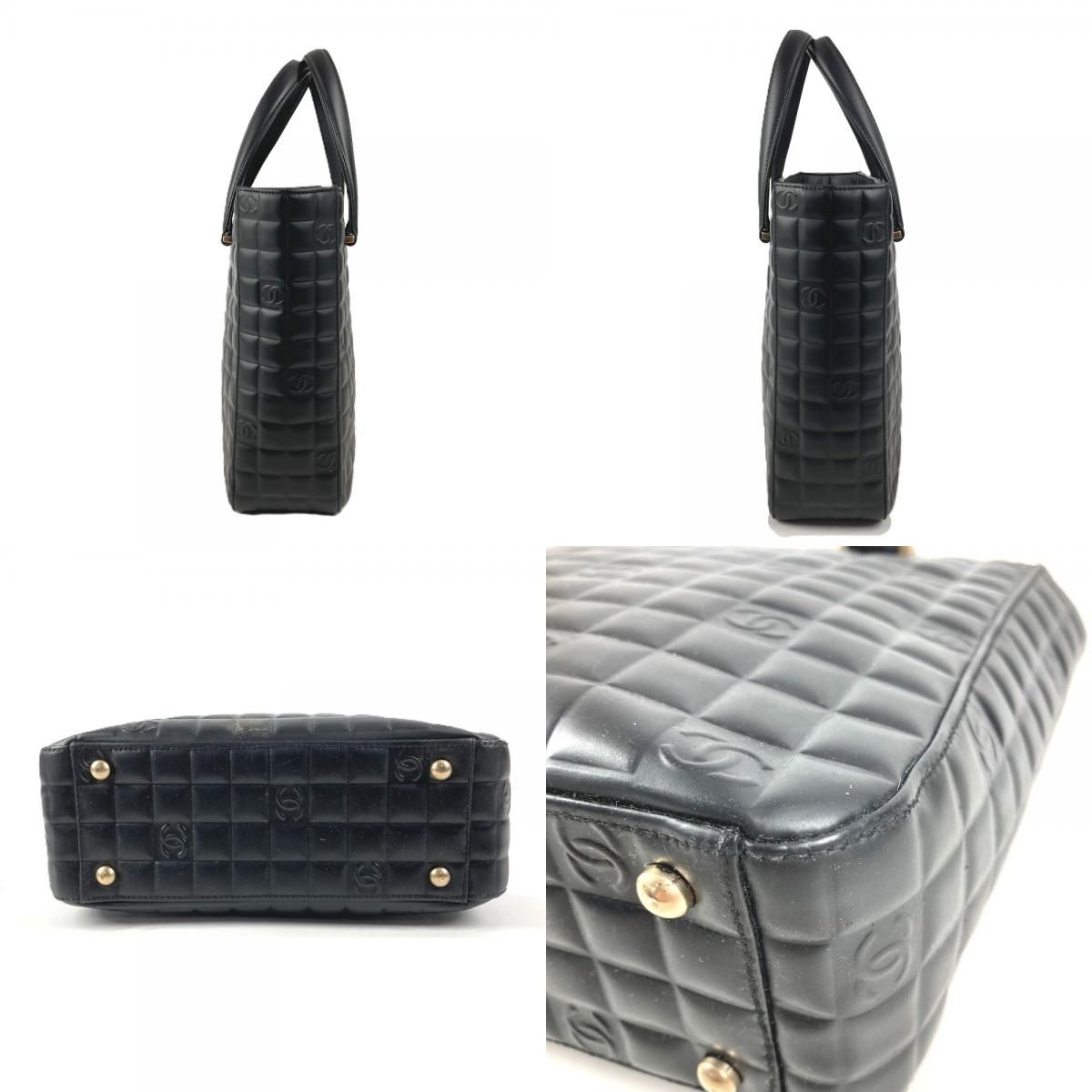 Chanel Handbag Logo CC Choco Bar Leather Black — view 8