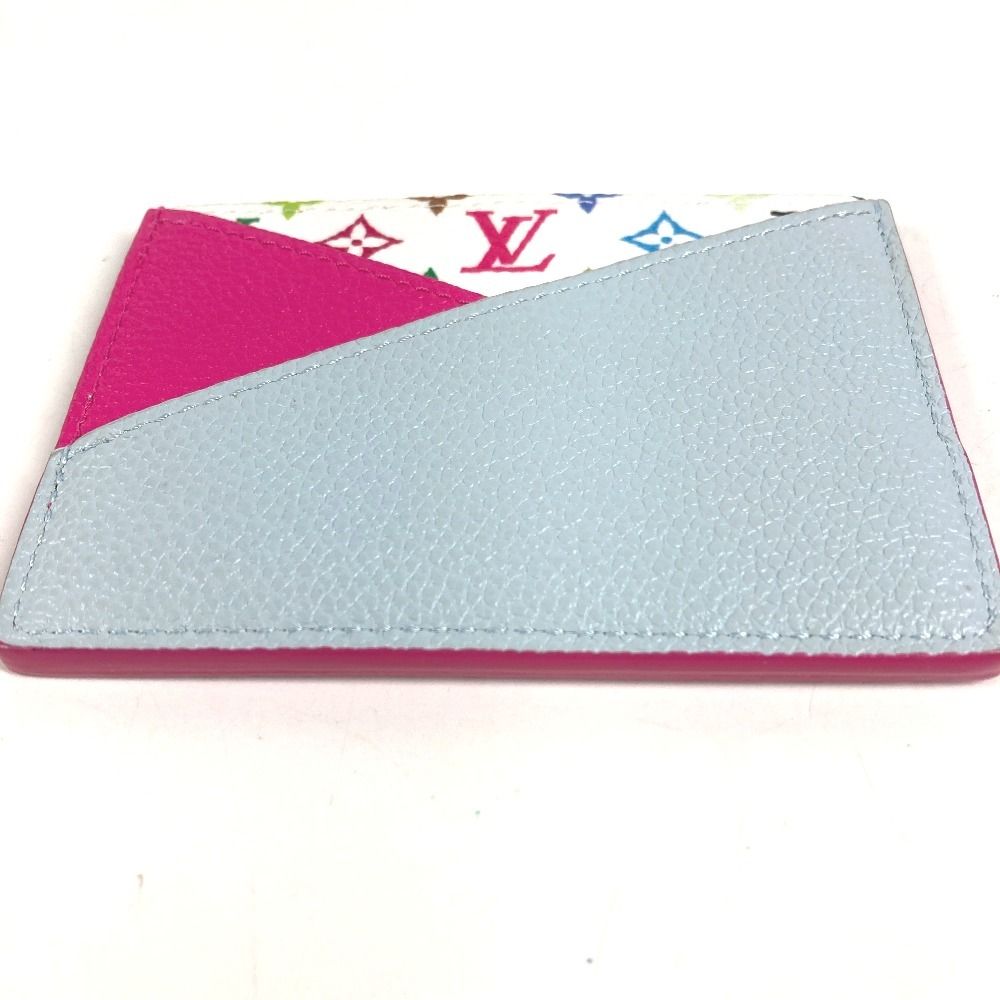 Louis Vuitton Card Case Holder Criss Cross Monogram Multicolor Canvas Pin White — view 3