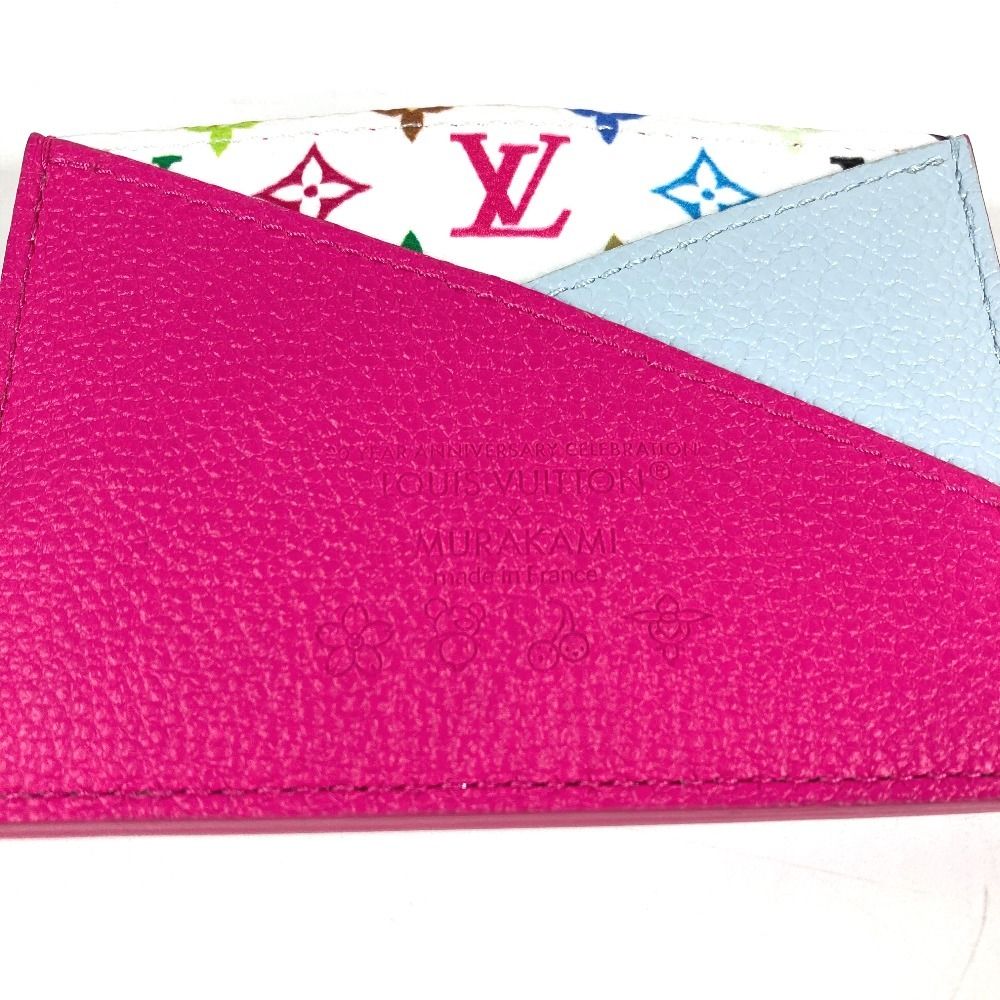 Louis Vuitton Card Case Holder Criss Cross Monogram Multicolor Canvas Pin White — view 7