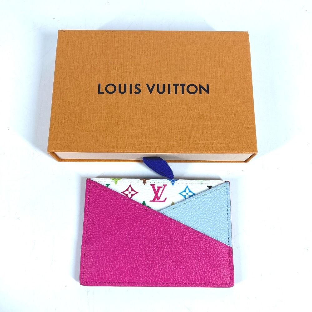 Louis Vuitton Card Case Holder Criss Cross Monogram Multicolor Canvas Pin White — view 8