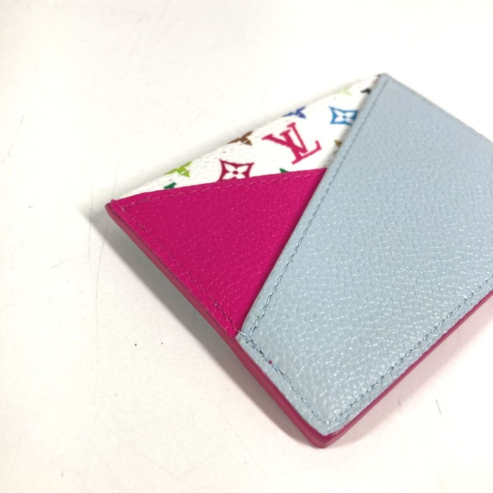 Louis Vuitton Card Case Holder Criss Cross Monogram Multicolor Canvas Pin White — view 5