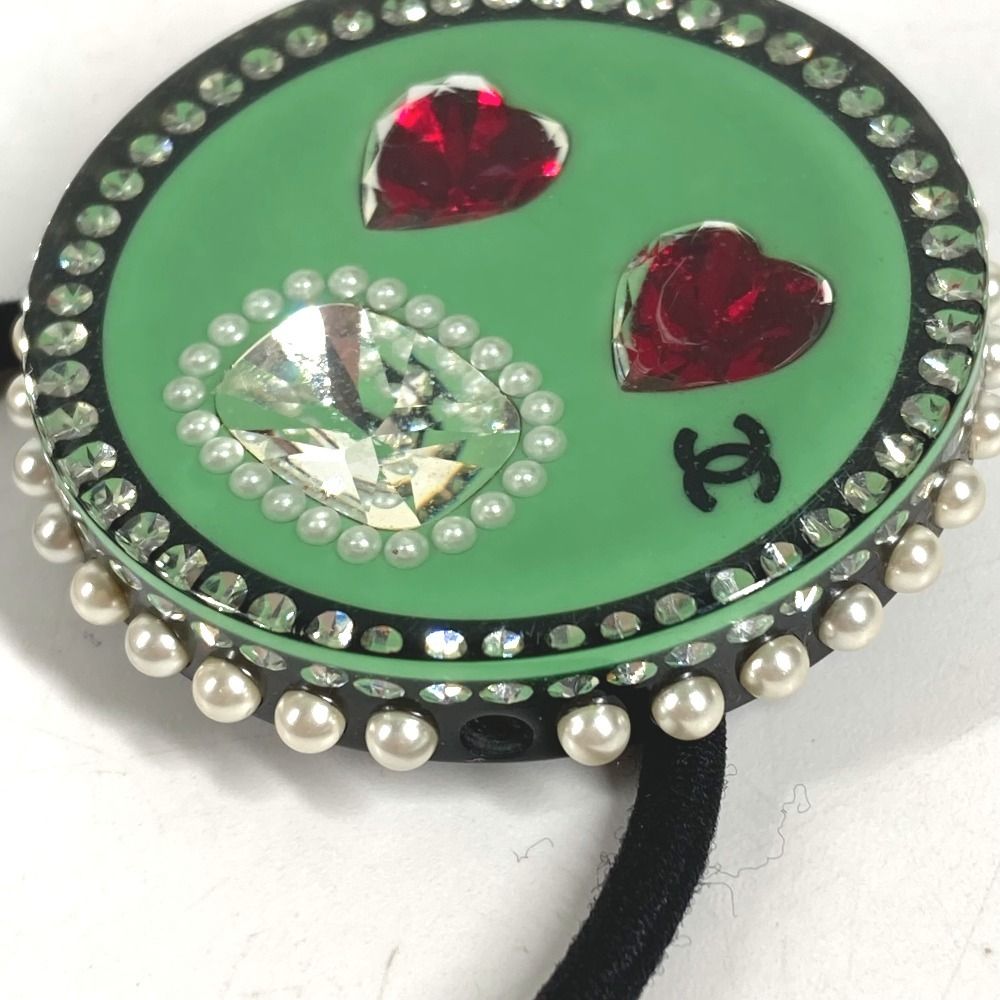 Chanel Hair Tie Heart CC Logo Plastic Black — view 4