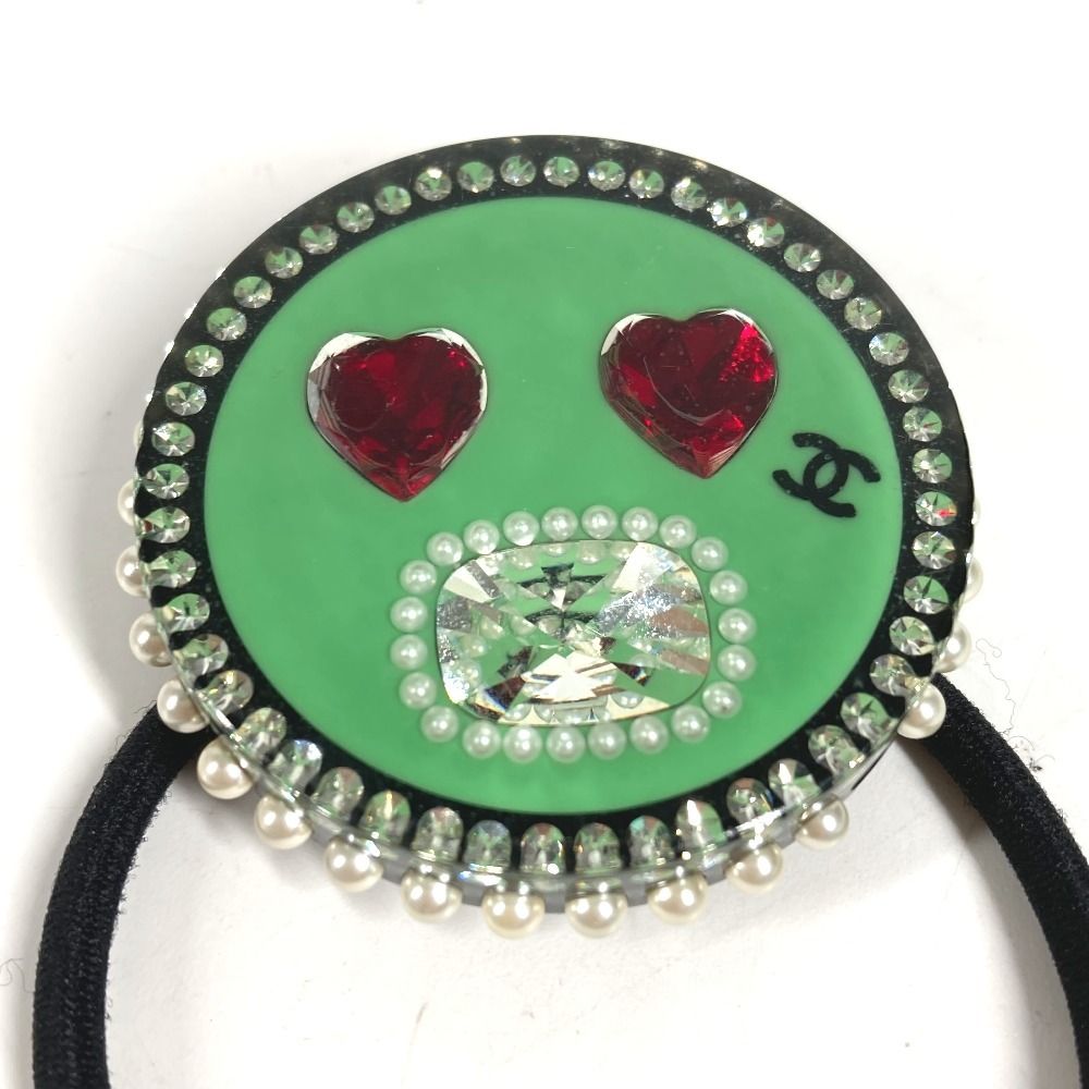 Chanel Hair Tie Heart CC Logo Plastic Black — view 2