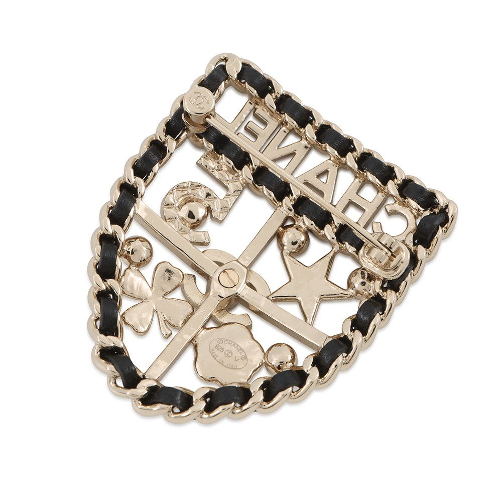 Chanel Brooch CC Logo Emblem Icon Rhinestone Faux Pearl — view 3