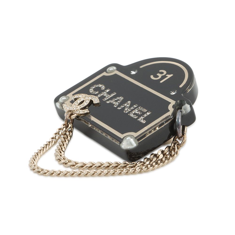 Chanel Brooch CC Logo Chain Rhinestone Faux Pearl — view 2