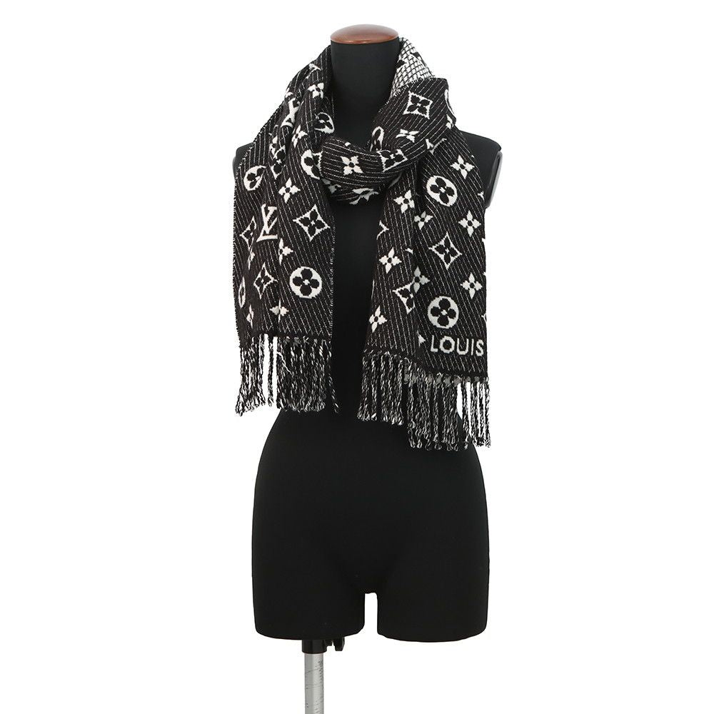 Louis Vuitton Scarf Echarpe LV Toujour Silk Cashmere Shawl Monogram Black — view 3