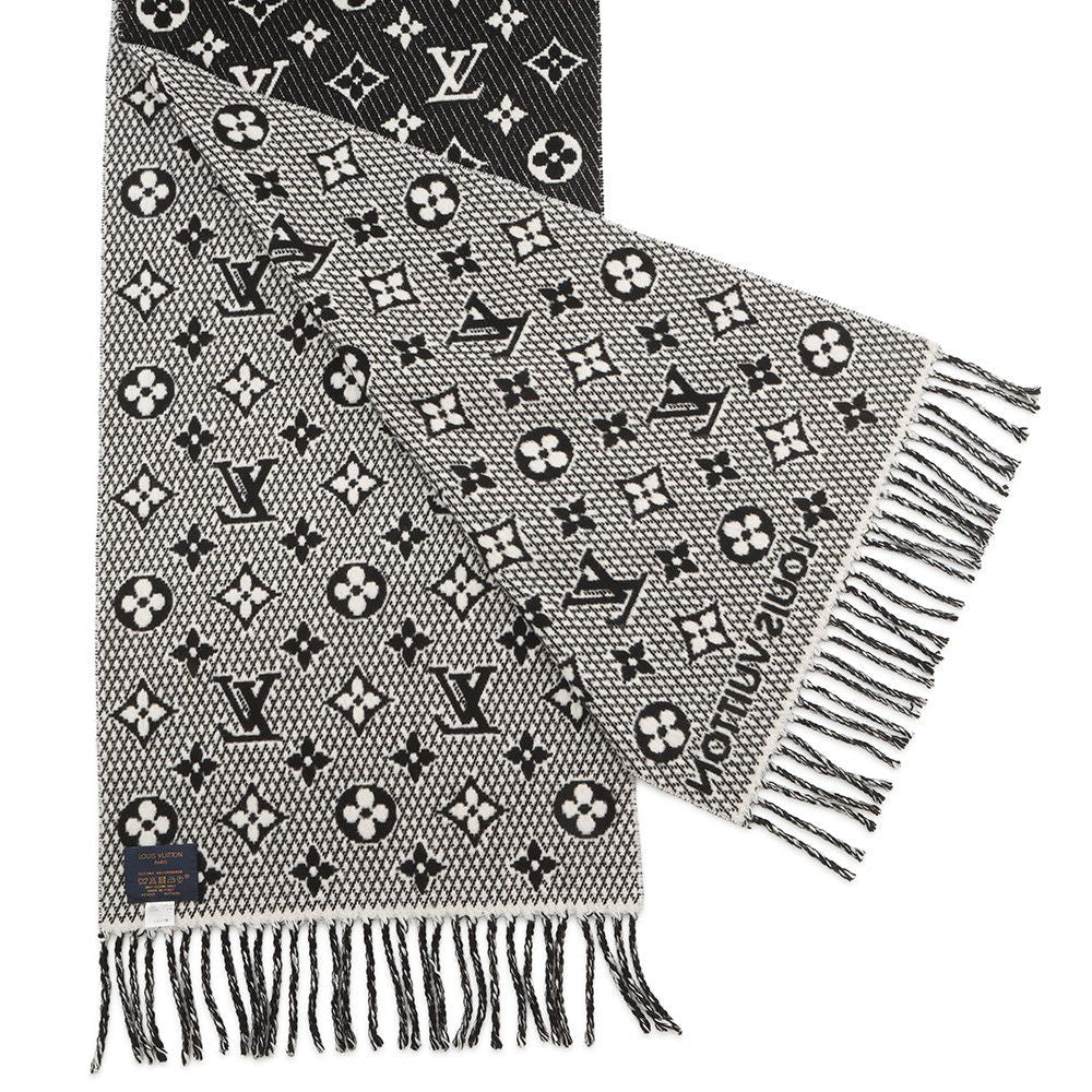 Louis Vuitton Scarf Echarpe LV Toujour Silk Cashmere Shawl Monogram Black — view 2