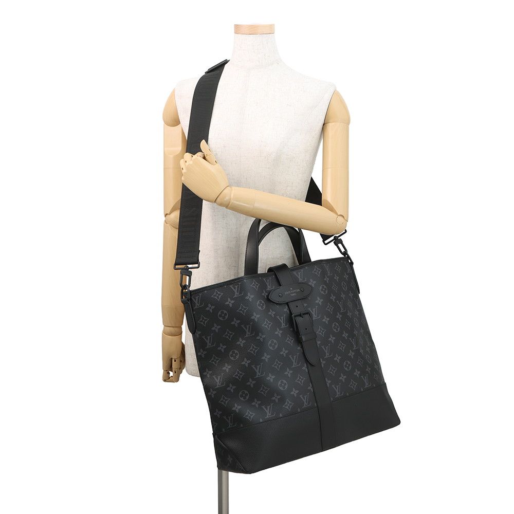 Louis Vuitton Tote Monogram Eclipse Saumur 2-Way Shoulder Bag Black — view 5