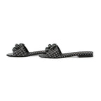 Chanel Sandals CC Logo Camellia Dot Lambskin 38c Shoes Mule Black White — view 2